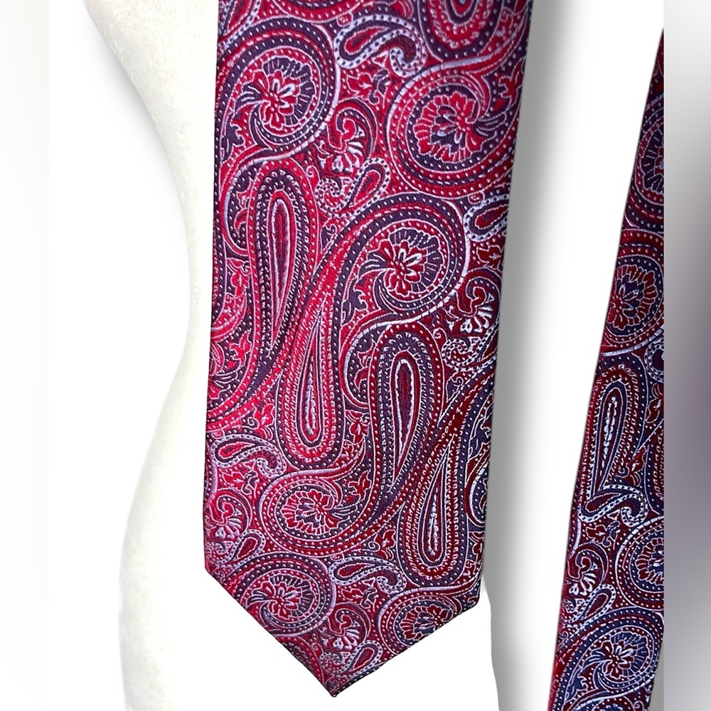 Hathaway Men's Paisley Silk Tie Pink Purple Navy